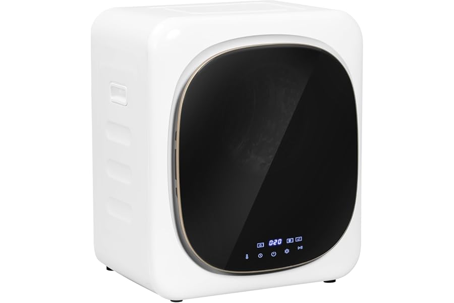 HOMCOM Mini Portable Dryer 4 kg, 6 Programs, LED Display, Compact Dryer, 800W, Front Load, Up to 60°C, Stackable/Wall/Freestanding, Timer, Stainless Steel Drum, for Home, White