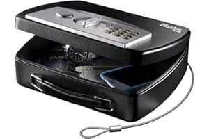 Master Lock P008EML Compact Portable Safe (Combination with Cable), Black/Grey