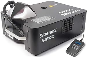 BeamZ S1800 Machine à Fumée 1800 W, DMX, Télécommande 3m, 350 m³ de Fumée par Minute, Position Horizontale ou Verticale, Réservoir Amovible 2,5 L, Idéal pour Concerts, Shows ou Discothèques