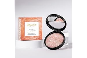 TOTKIKS Award-Winning Baked Balance-n-Brighten Color Correcting Powder Foundation - Light - Buildable Light to Medium Coverage - Demi-Matte Natural Finish (1#Porcelain-B)
