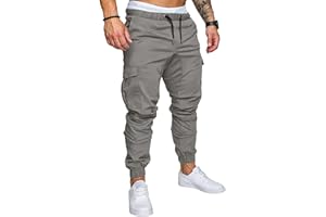 AlvaQ Mens Cargo Trousers Pants - Mens Joggers Cargo Casual Cotton Tapered Stretch Twill Drawstring Athletic Joggers Sweatpants with 6 Pockets 32-42