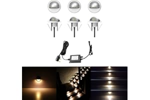 CHNXU Led Deck Lights Eyelid Step Lights Recessed Outdoor Waterproof IP65 Low Voltage 12v 35mm Warm White Kit Pack of 6