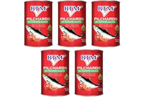 BARGAINSMANIA BTTM Pilchards in Tomato Sauce 425g - High In Omega 3 Fatty Acids - Pilchards In Tomato Sauce - Pack of 5