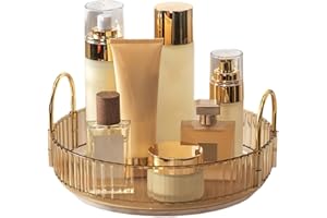 BSOMAM 360 Rotating Makeup Organiser,Cosmetic Storage Skincare Makeup Spinning Holder Lipsticks Brushes Perfume Display Stand Box for Vanity Desk, Dresser, Bathroom (Orange 1Tier)