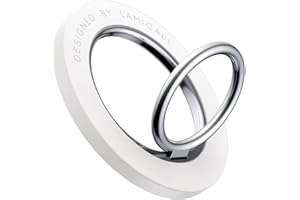 Magnetyczny Pierścień Uchwyt dla Telefonu dla Mag-Safe - Lamicall obracalny o 360°uchwyt telefonu [Zdejmowalny i bezprzewodowo ładowalny] dla iPhone 16 15 14 13 12 Series, Inne z Płatą Żelazną -Biały