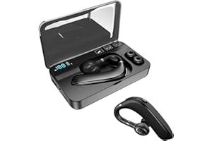 XMENHA Wireless Single-Ear Bluetooth Headset Handsfree Earpiece with Microphone IP54 Waterproof Hands Free ENC Noise Cancelling In Ear Headphones with Mic for iPhone Android Trucker Driving Office Business