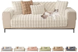 ShowyLive Sofa Covers 1 2 3 4 Seater Couch Covers,Thick Corner Sofa Slipcover L Shape Chaise Longue Furniture Protection for Living Room- Super Soft Sofa Seat Cover (Beige, 28 * 59 inch)