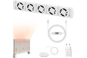 Warmfay Heizkörper Ventilator 5.0 Heizungsventilator, Smart Heizkörperverstärker Einstellbarer Geschwindigkeit mit Thermostaten, Heizungslüfter Lauf Ruhig Sparen von Energie & Heizkosten (Mono Set)
