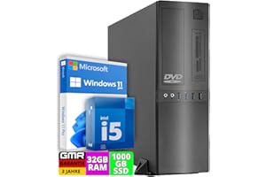 GMR Office PC mit Intel i5 | 3.2GHz | 32 GB RAM | 1000 GB SSD | DVD±RW | Smart ID Card Reader 5-in-1 | MS Office 2021 | USB3 | Windows 11 Pro | Multimedia Computer mit 3 Jahren Garantie!