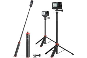 Vkesen Perche Télescopique avec Trepied pour GoPro, Poignée pour Caméra Sport, Portable Accessoires Vlog pour GoPro, Insta360, AKASO, Apexcam, WOLFANG, GOOKAM, Jadfezy et Autres caméras d'action