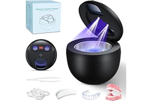 Ultrasonic Retainer Cleaner Machine, TechKen 45khz Cleaning Dental Cleaner with UV Light, Portable Digital Timer for Dentures, Aligner, Mouthguard