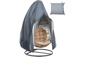 zimohe Couverture de Chaise Suspendue, Housse de Fauteuil Suspendu, Housse de Protection pour Oeufs Chaise, Imperméable Housse Meuble Couverture avec Fermeture à Glissière, 190x115cm (Gris)