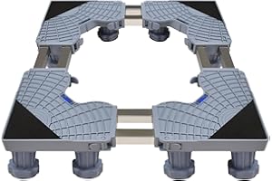 HOUSLUX Waschmaschinen Untergestell 2 Barrel mit 12 Füßen Verstellbare Rostfreier Waschmaschine Untergestell 45-68cm für Kühlschrank, Waschmaschine, Rockner, Gefrierschrank (Grey)