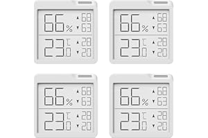 4 Pack - OPPERD Room Thermometer Indoor Hygrometer - Mini Digital Temperature and Humidity Monitor with Max Min Recording Humidity Meter for Home, House, Bedroom, Baby Nursery, Baby Room, Living Room