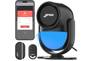 CPVAN WiFi Alarmanlage Haus mit PIR-Bewegungsmelder, Drahtloses DIY Smart-Alarmset mit Tür-/Fenstersensoren für Sicherheit – Lokalaler Alarm & App-Benachrichtigung, Schwarz