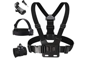 ChuerTech Gopro Brusthalterung, 3 in 1 Brustgurt Halterung/Kopfgurt Brustgurt/Handgelenk Gurt,Chest Mount Kompatibel mit GoPro Hero 8/7/6/5, Fusion, Session, Xiaomi Yi Kameras, DJI Actionkameras