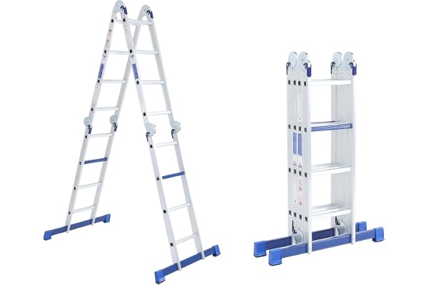 ALDORR 4x4 Échelle Pliante - Aluminium de Haute Qualité - Polyvalente - Capacité de Charge Jusqu'à 150 kg - Pliable - Sûr et Fiable (EN131) - Échelle Extensible