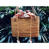 Gesponnene Rattan-Korb-Taschen-Tasche, Woven Rattan Basket Tote Bag