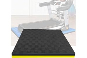 PPGE HOME Tapis Anti Bruit pour Tapis de Course,Tapis de Protection de Sol pour Tapis de Course Appareil Fitness la Maison,Tapis Anti Vibration Antidérapant Insonorisant Imperméable,Black+Yellow-200×100×2.5cm