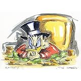 Original Feder und Aquarell auf Aquarellkarton: Dagobert Duck The Greed! / 24x32 cm