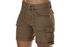 Buetory Women's Hiking Cargo Shorts Lightweight Summer Workout Bermuda Shorts Outdoor Casual Cotton Athletic Travel Shorts