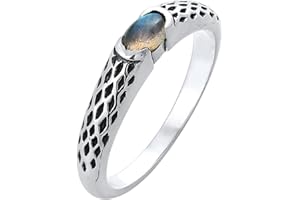 Kuzzoi Męski pierścionek z kamieniem labradorytowym, nowoczesny pierścionek ze srebra wysokiej próby 925, elegancki srebrny pierścionek z częściowo oksydowaną szyną pierścionka, pierścionek dla mężczyzn, rozmiar pierścionka 60 – 66, 0609191521