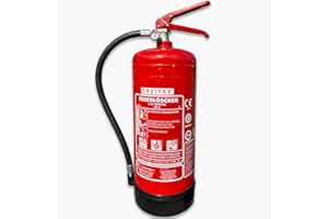 ‎DREIFKE Pulver Feuerlöscher 6kg | Geeignet für die Brandklassen ABC | 43A 233B C | 12 Löscheinheiten (LE) | Gemäß DIN EN 3-7 | mit Wandhalterung