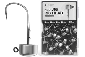 OJYDOIIIY Ned Rig Jig Heads, 30 Pack Finesse Mushroom Jig Hooks Kit for Bass Fishing 1/16 1/10 1/8 3/16oz