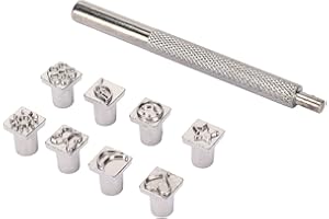 NAROOTE Leder Muster Stanzen Set, Metall Stempelstanz-Set, DIY Machen, 8 Muster für Lederhandwerk