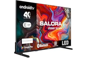 SALORA Téléviseur SMART50TV 50 Pouces 4K Ultra HD 50 Pouces (127 cm) Smart TV 4K, HDR 10+, Android 11, Chromecast intégré, Dolby Vision & Atmos, 3X HDMI, Enregistrement USB