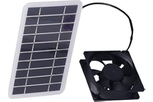 YOSOO HEALTH GEAR Solar Panel Fan Kit, 2.5W 5V Solar Powered Fan, Mini Portable Solar Panel Extractor Fan Electric Ventilator Outdoor Solar Powered Extractor Fan for Greenhouse Sheds Pet Houses Chicken Coops