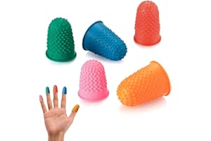 TREETRIBE 5PCS Reusable Finger Protectors,5 Colors Rubber Thumb Protector, Rubber Finger Thimbles Protect Fingers Thimbles Tip for Money Counting Writing Sorting Task Sports Games (5 Sizes)