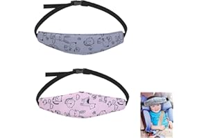 BATHEIDON Confezione Da 2 Fasce Per Seggiolini Auto, Supporto per Collo e Testa in Cotone Traspirante, Cinghia Regolabile per Sicurezza durante, Compatibile con Seggiolini Auto, Passeggini - Grigio e Rosa