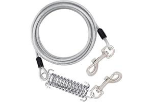 Xshelley Câble d'attache pour chien de 5 m de diamètre - Chaîne robuste avec absorption des chocs - Pour le camping en plein air - Pour chiens de petite et grande taille jusqu'à 150 kg