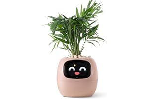 PLANTSIO Smart pet Planter Robot Guidance on Plant Care with Emojis, Adorable Plant Companion with Rich Gesture Interaction, Neat Desk Setup Gift (Rose)