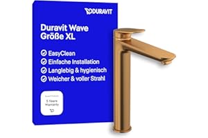 Duravit Wave Waschtischarmatur, Größe XL (Auslauf Höhe 236 mm), Wasserhahn Bad, Armatur Waschbecken, Bronze Gebürstet