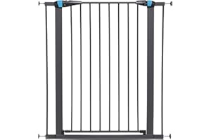 MidWest Homes for Pets Steel Pet Gate with Phosphorescent Glow Strip; 99.06 cm High Walk-thru Steel Pet Gate by 73.66 cm to 96.52 cm Wide in Textured Graphite w/ Night Lighted Glow Frame; 2939SG-GL
