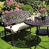 gusseisenfüsse bank 24 Monat Garantie Lazy Susan - ROSE Gartenbank aus Aluminium, Antik Bronze (Beiges Kissen)