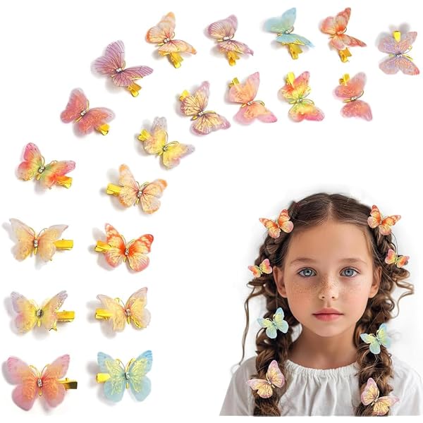 28 Stück Schmetterling Haarspangen Set – 4 Verschiedene 3D Funkel-Designs Für Mädchen, Teens & Damen