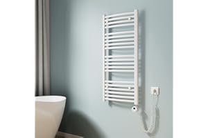 EMKE Radiador Toallero Eléctrico para Baño,100 x 50 cm, Secatoallas eléctrico con termostato, 500 vatios (Blanco)