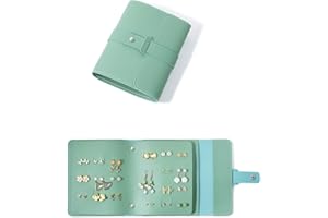 Lrikas Porta Orecchini Organizer, Porta Gioielli da Libro Portagioie da Viaggio, Rotolo Portagioielli Pieghevole Porta Gioielli Donna (Verde)