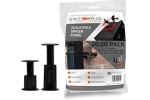 Space-Plug Adjustable Spacer Fixings, 40 Pack of Black Spacers, (20 Regular size for 30-50mm gaps, 20 XL size for 45-80mm gaps), Professional & DIY use for kitchen, bedroom & bathroom installations