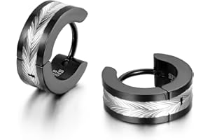 JewelryWe Schmuck Herren Ohrringe, Edelstahl, Glänzend Poliert Creolen Ohrstecker, Blau Schwarz Gold Silber