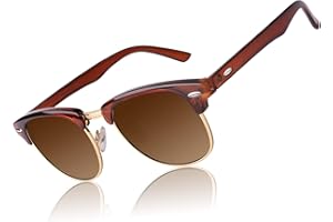 CGID Retro okulary przeciwsłoneczne dla mężczyzn i kobiet, z polaryzacją, półoprawka, ochrona UV400