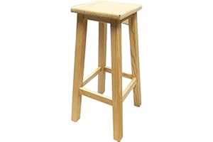 Acan Tradineur - Taburete Alto, banqueta de Barra de Bar, Cocina de Madera de Pino Maciza Cuadrado 80 x 26 x 26 cm