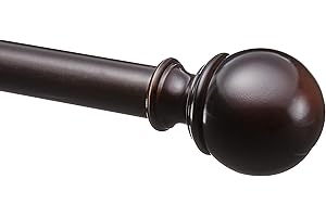 Amazon Basics Curtain Rod with Round Finials - Extendable 72" to 144" Extra Long for Bedroom, Dining Room, Living Room or Kitchen, Bronze