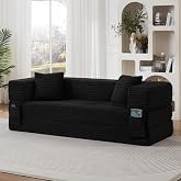 Sapgaks Convertible Sofa Bed, Frameless 2 Seater Sofa Bed, Compression Folding Sofa, Classic Square Design, No Assembly Requi