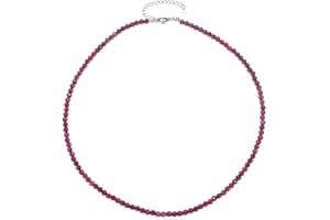 Edelsteinkette mit facettierten 4mm Perlen - echte Natursteine - Länge verstellbar - Heilstein Schutzstein Edelstein Collier Glücksbringer Talisman Geschenk