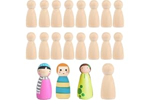 BCENG 20 Pcs HöLzerne Peg PuppenköRper 53 Mm NatüRliche Unbemalte Weibliche MäNnliche Basteln Holz Figurenkegel Diy Holzfiguren für Diy Kunsthandwerk Farbe Geschnitzt Weihnachten Geburtstag Dekoration