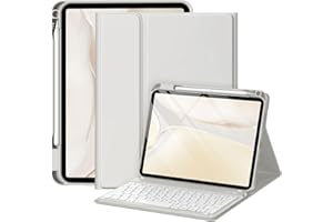 drivego Keyboard Case for iPad A16 11th/10th Genration (2025/2022 11/10.9 Inch) with Pencil Holder, Anti-fall Keycaps Detachable Bluetooth Keyboard Cover for iPad 10/11, QWERTY UK Layout, LightGray